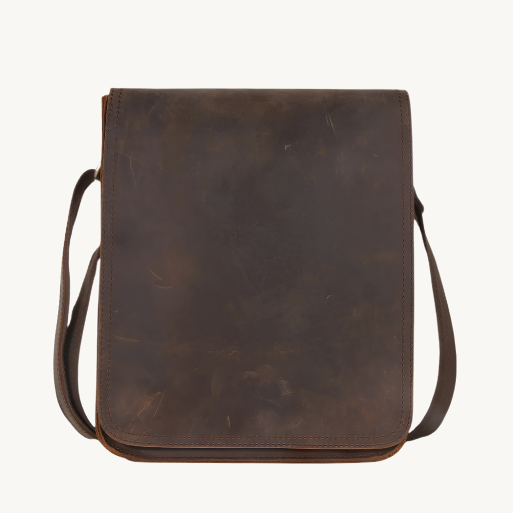 Brown Vintage Crazy Horse Leather Messenger Bag for 9.7 iPad