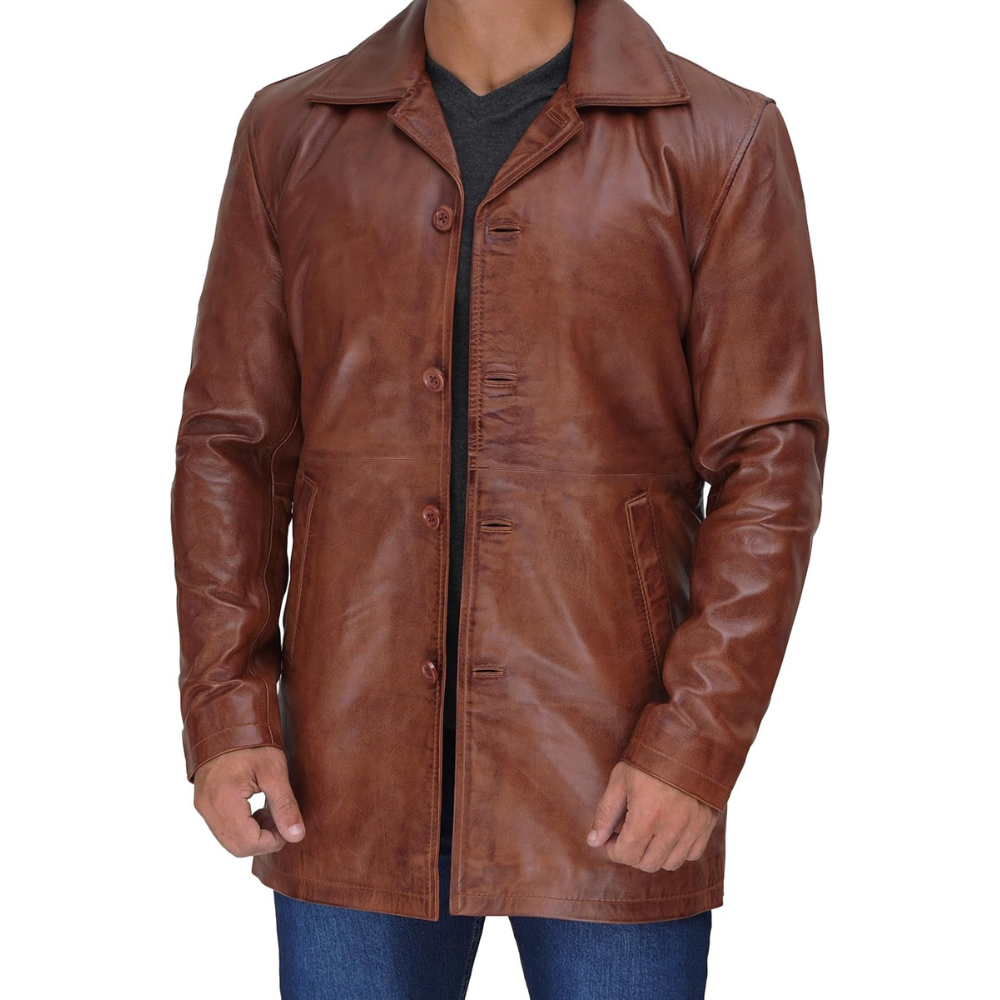 Distressed Brown Wanderer Long Jacket