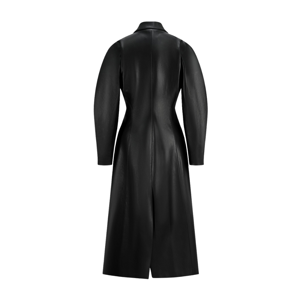 Women's Classic Brown Full Grain Leather Trench Coat