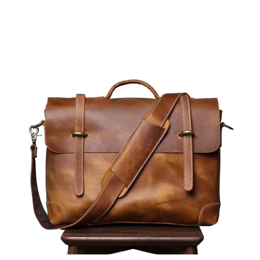 Dark Brown Classic Crazy Horse Leather Satchel