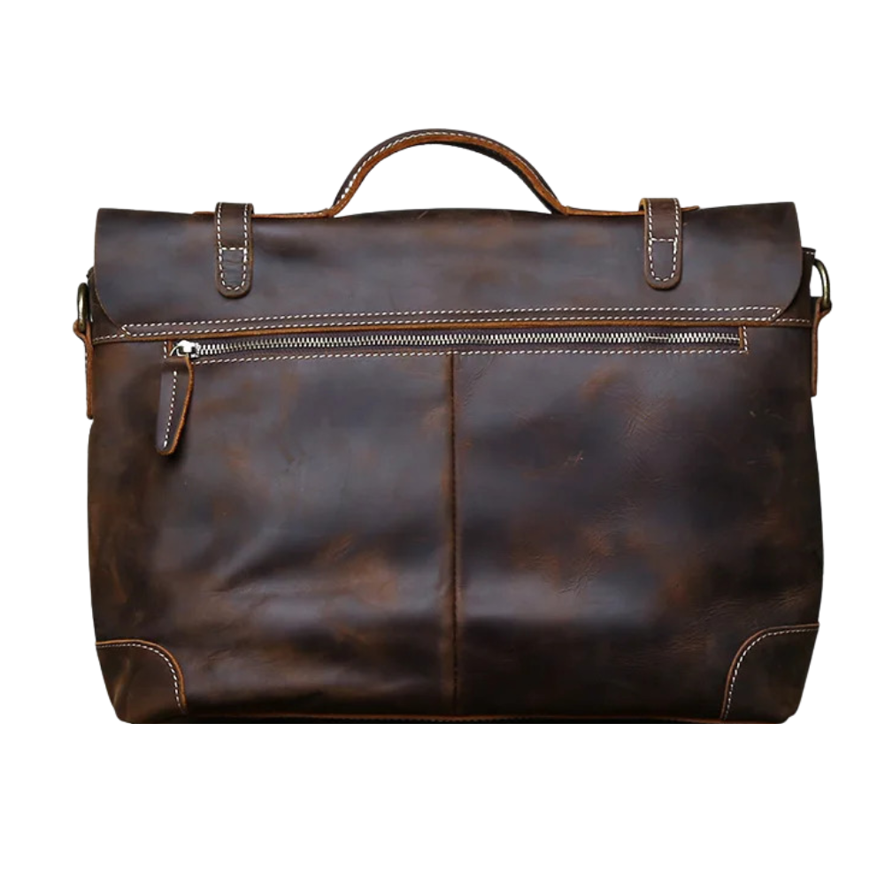 Dark Brown Classic Crazy Horse Leather Satchel