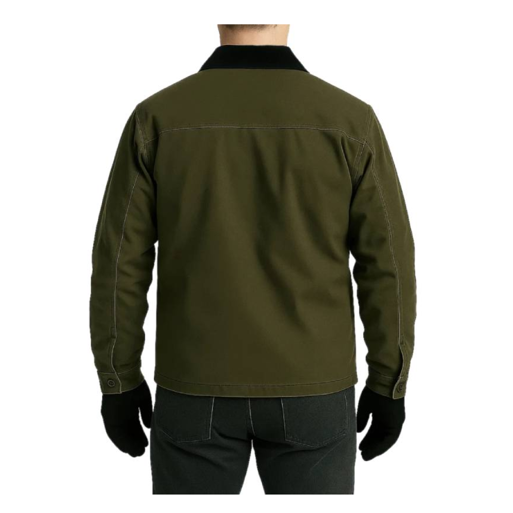 Men's Green Cotton Fabric Shirt Style Collar Jacket