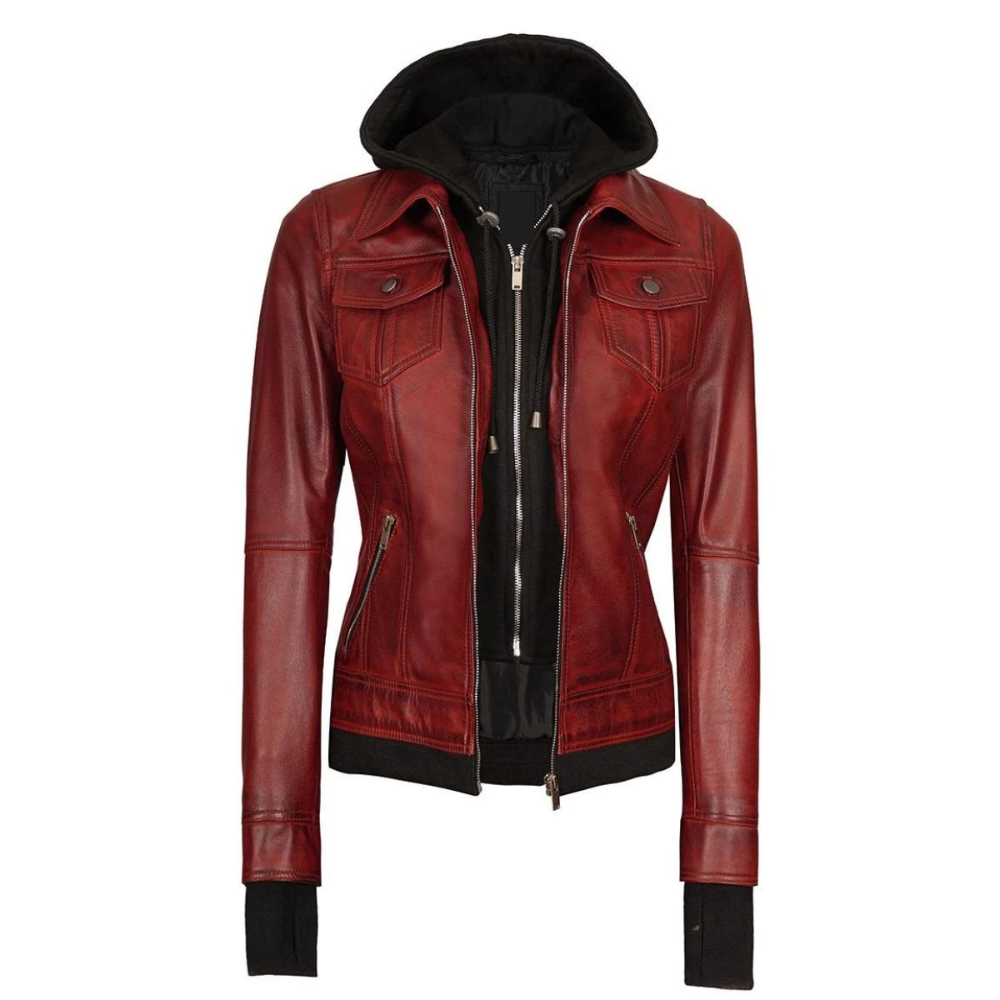 Red Nexus Bomber Hooded Jacket