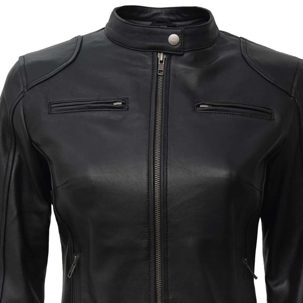 Black Cascade Biker Jacket