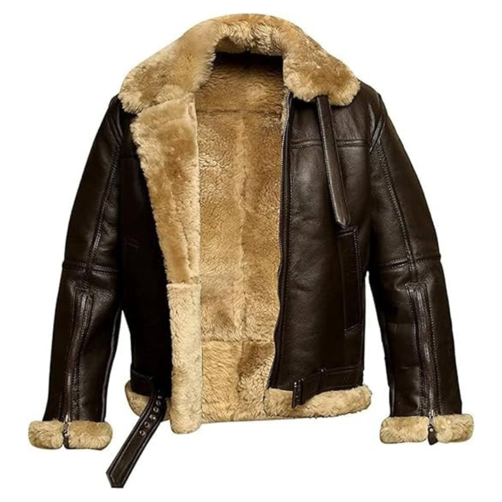 Brown Faux Fur Aviator Jacket