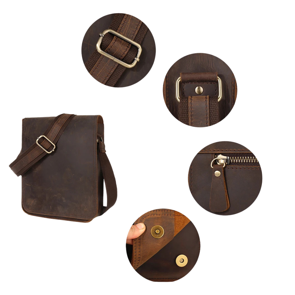 Brown Vintage Crazy Horse Leather Messenger Bag for 9.7 iPad