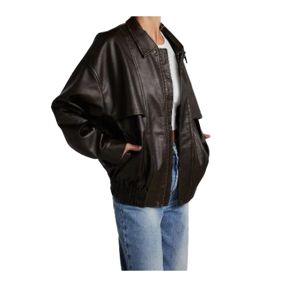 Classic Brown Biker Plus Size Leather Jacket