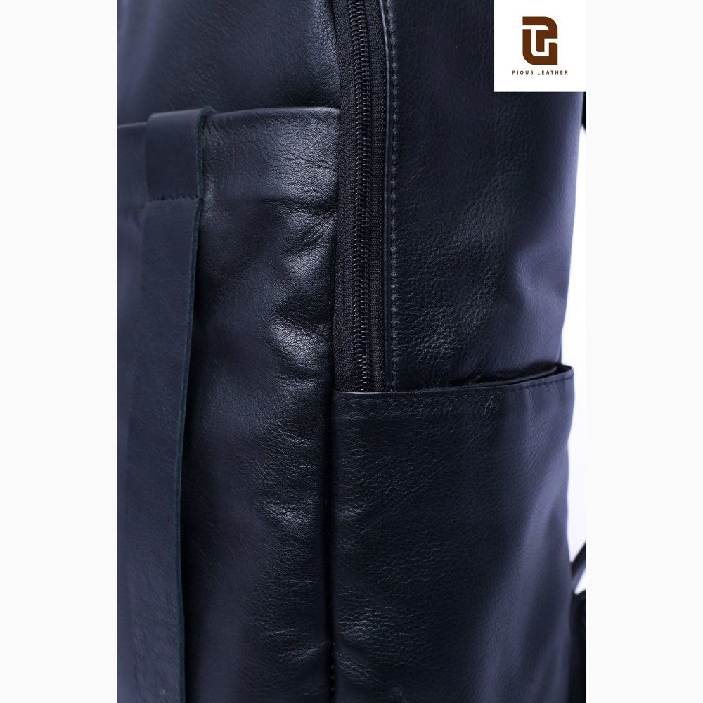 Dark Blue Glide Leather Backpack