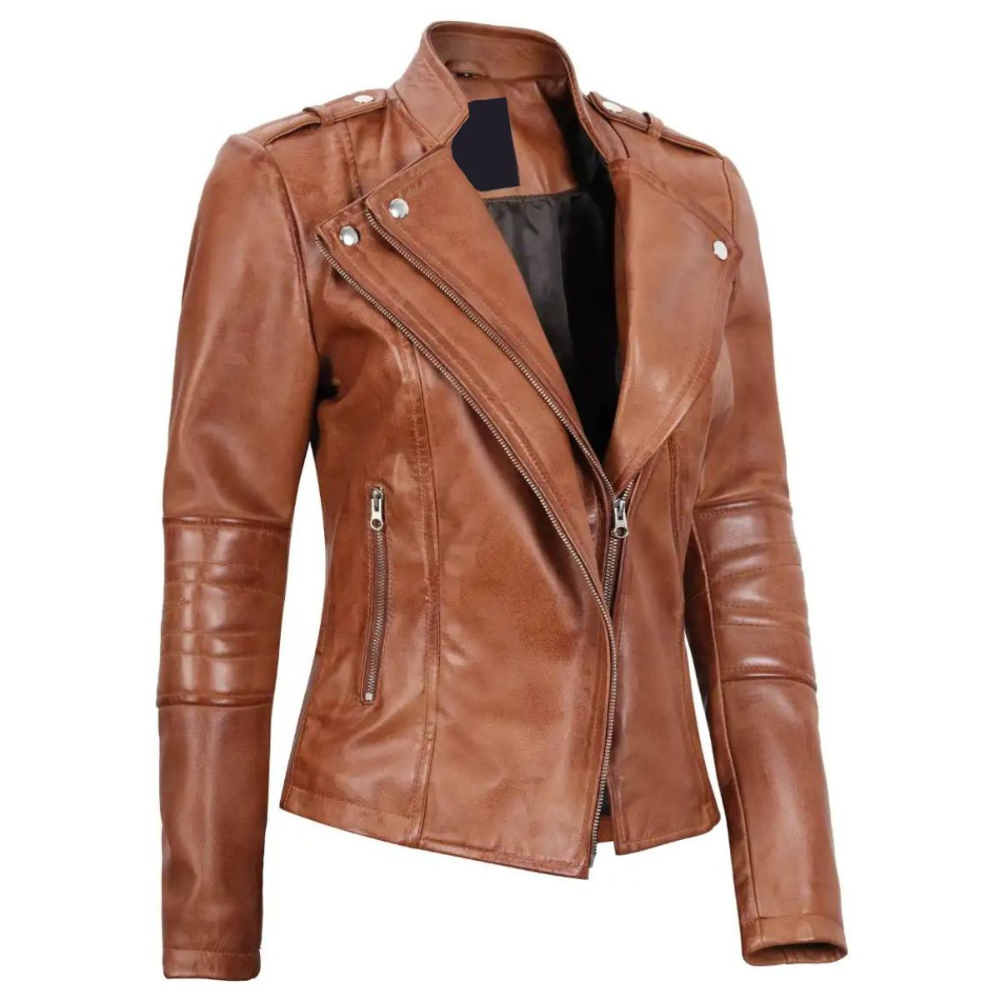 Fitted Tan Stalwart Biker Jacket