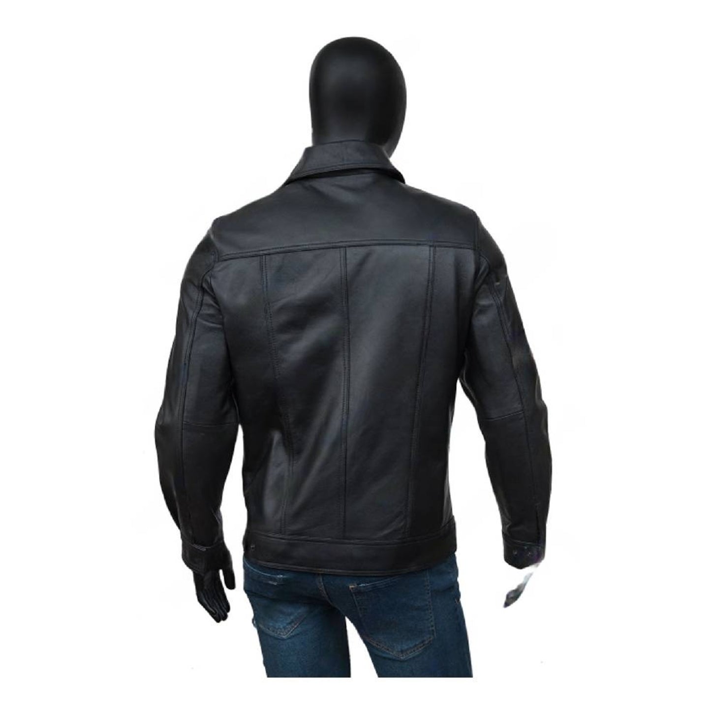 Mens TurnDown Black Leather Jacket