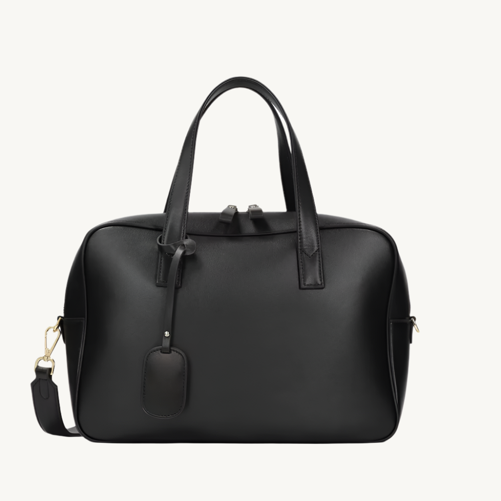 Jet Black Leather Handbag