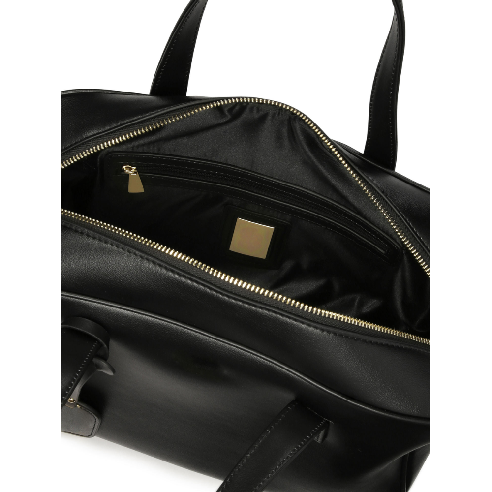 Jet Black Leather Handbag