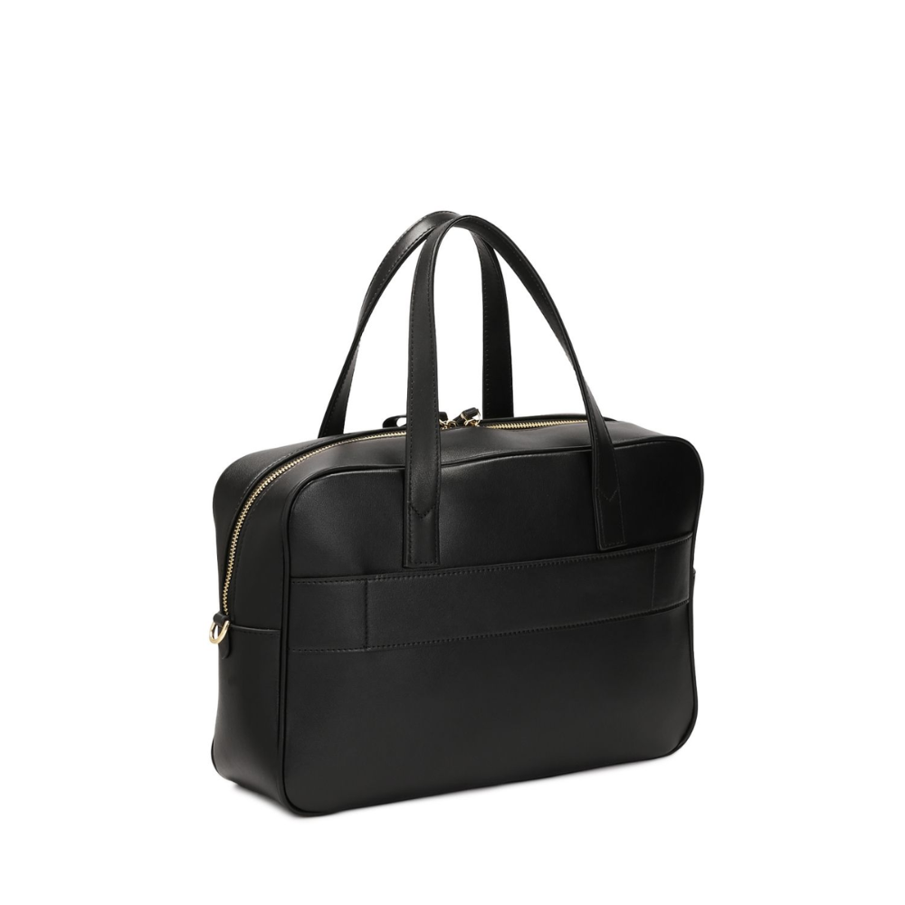 Jet Black Leather Handbag