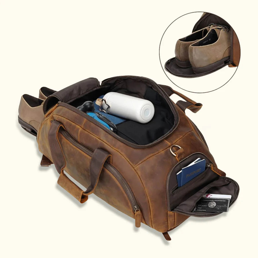 Brown Trove Leather Duffel Bag