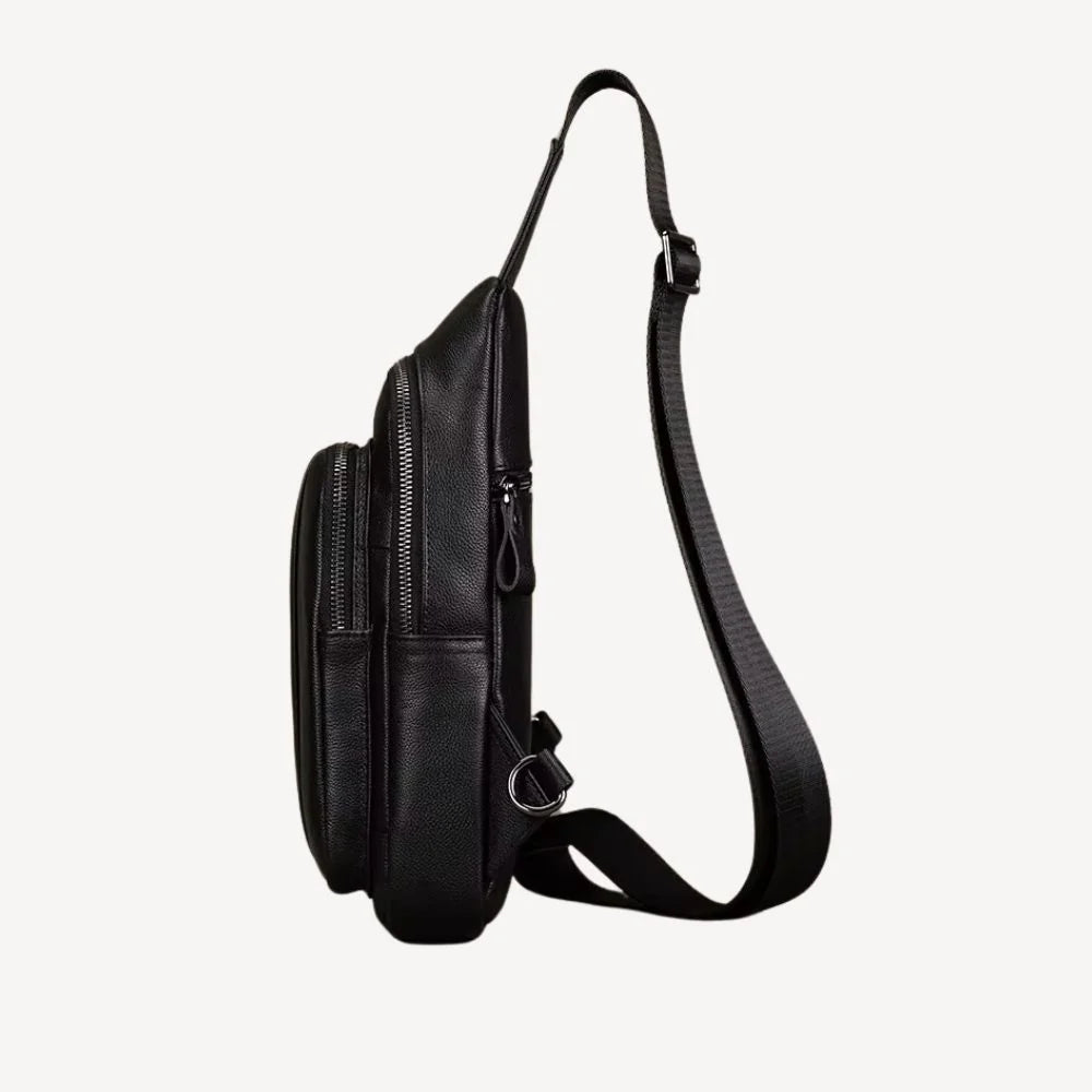 Black Surge Single Strap Sling Leather Cross Body Bag