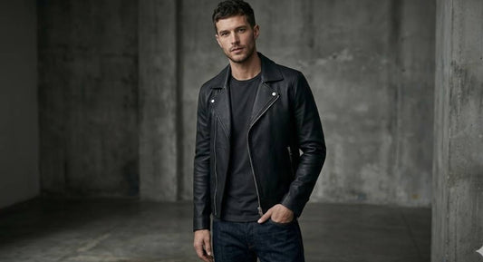 Anthony Jeselnik leather jacket style — slim fit matte black biker jacket men 2026 — Pious Leather