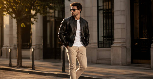 Men's biker leather jacket with asymmetric zip — motorcycle jackets for men by Pious Leather