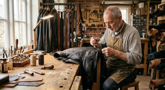 Premium mens leather jacket Canada — full grain leather close-up detail