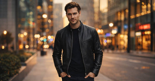 slim fit black celebrity leather jacket men's style 2026 — Pious Leather