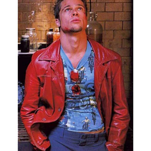 Brad Pitt Fight Club Tyler Durden Red Leather Jacket