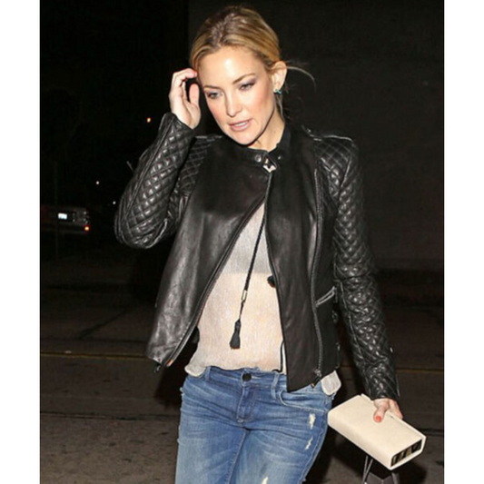 Kate Hudson Black Biker Leather Jacket