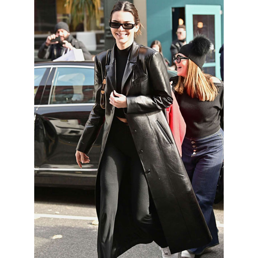 Kendall Jenner Long Leather Coat