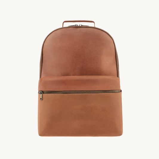 Tan Brown Leather Backpack