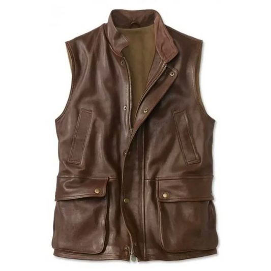 Brown Sabre Biker Vest