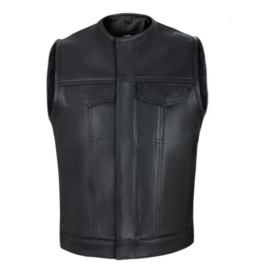 Black Collarless Vest