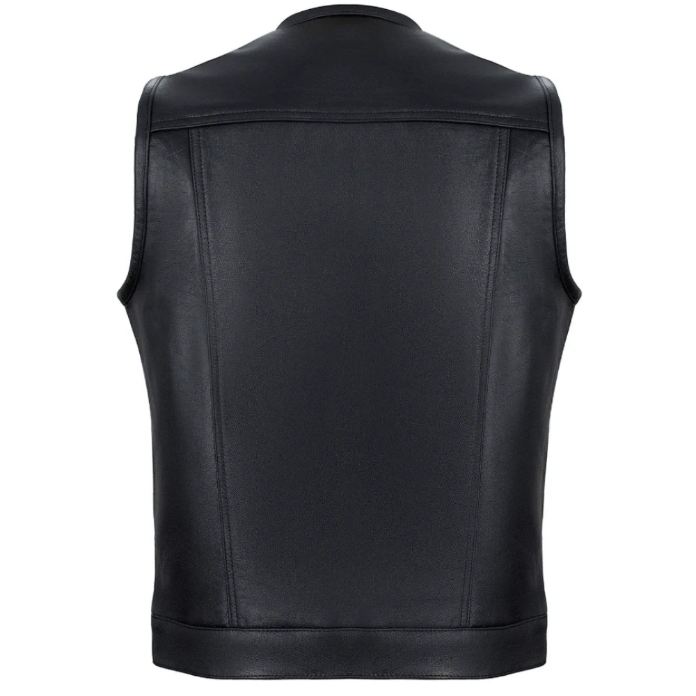 Black Collarless Vest