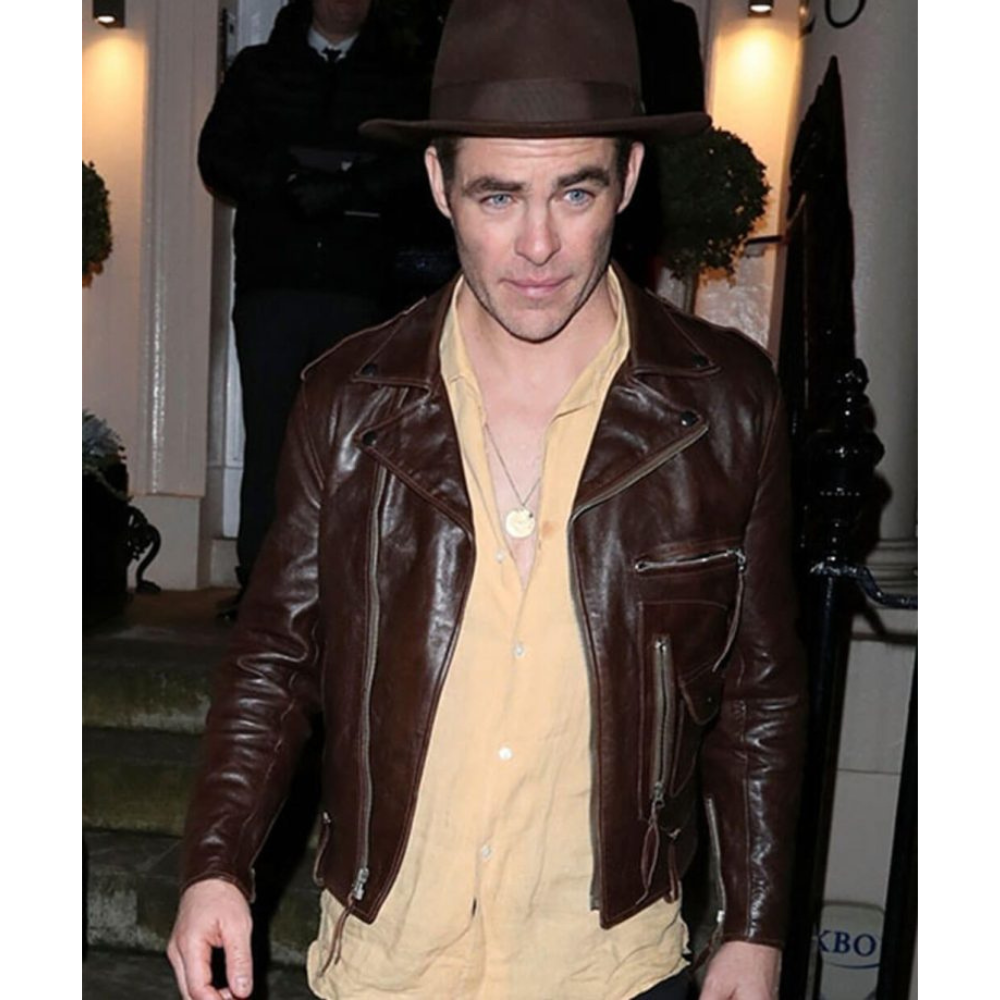 Chris Pine Brown Leather Jacket