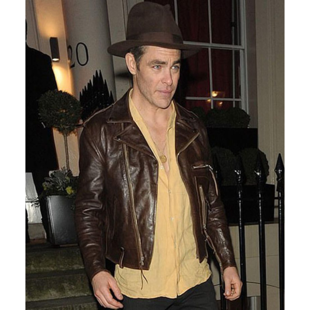 Chris Pine Brown Leather Jacket