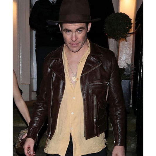 Chris Pine Brown Leather Jacket