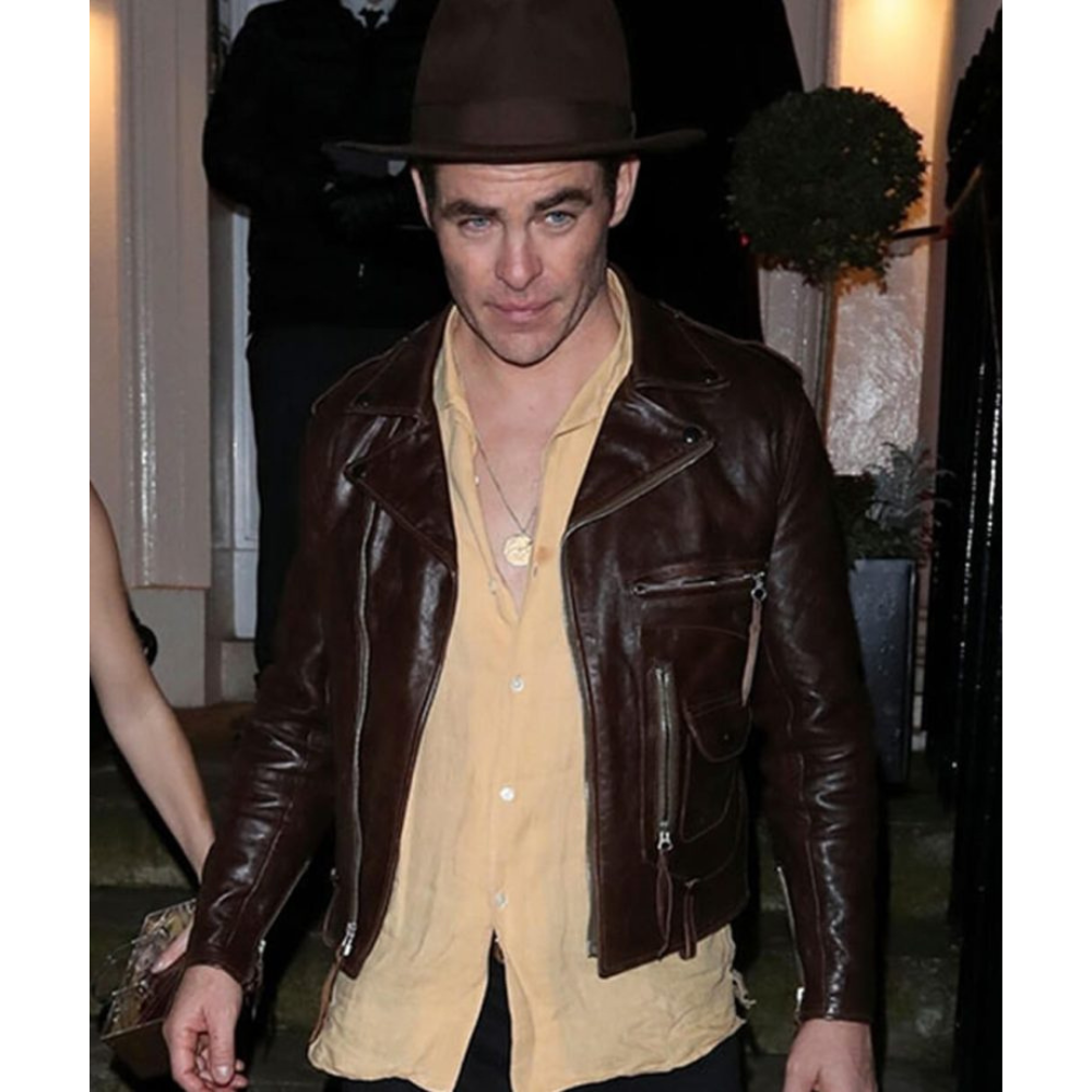 Chris-Pine-Brown-Leather-Jacket