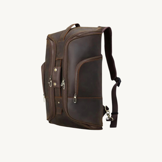 Brown Leather Adventure Duffle Backpack