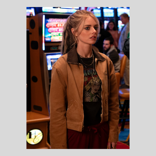 Samara Weaving Eenie Meanie Brown Cotton Jacket