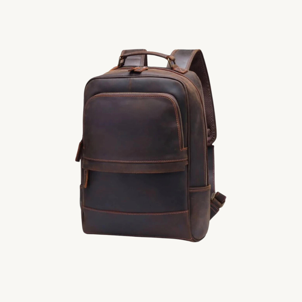 Rustic Brown Leather Business Backpack