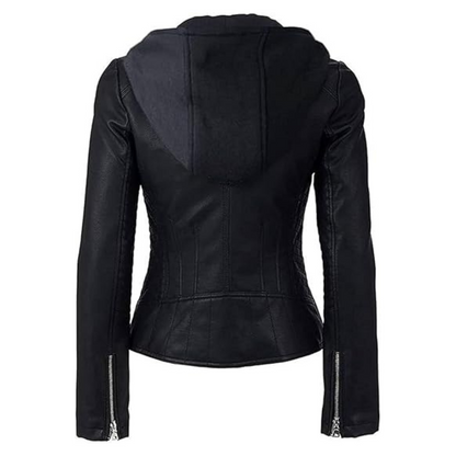 Chic Biker Leather Hooded Jacket