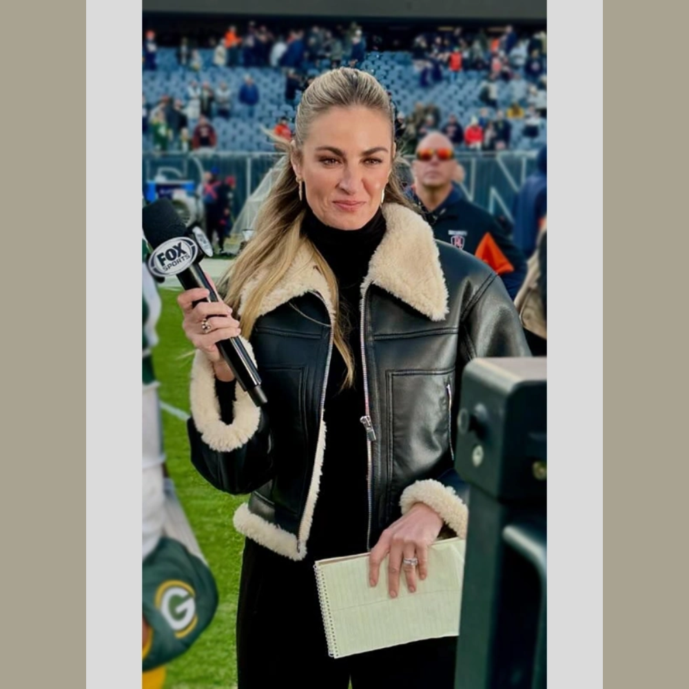 Erin Andrews Black Leather Shearling Jacket