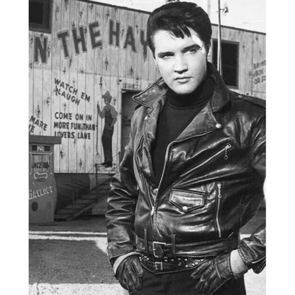 Elvis Presley Brando Biker Leather Jacket