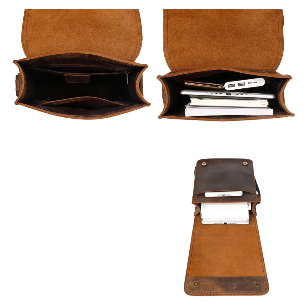 Brown Vintage Crazy Horse Leather Messenger Bag for 9.7 iPad