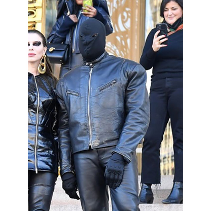 Kanye West Black Leather Motorcycle Jacket