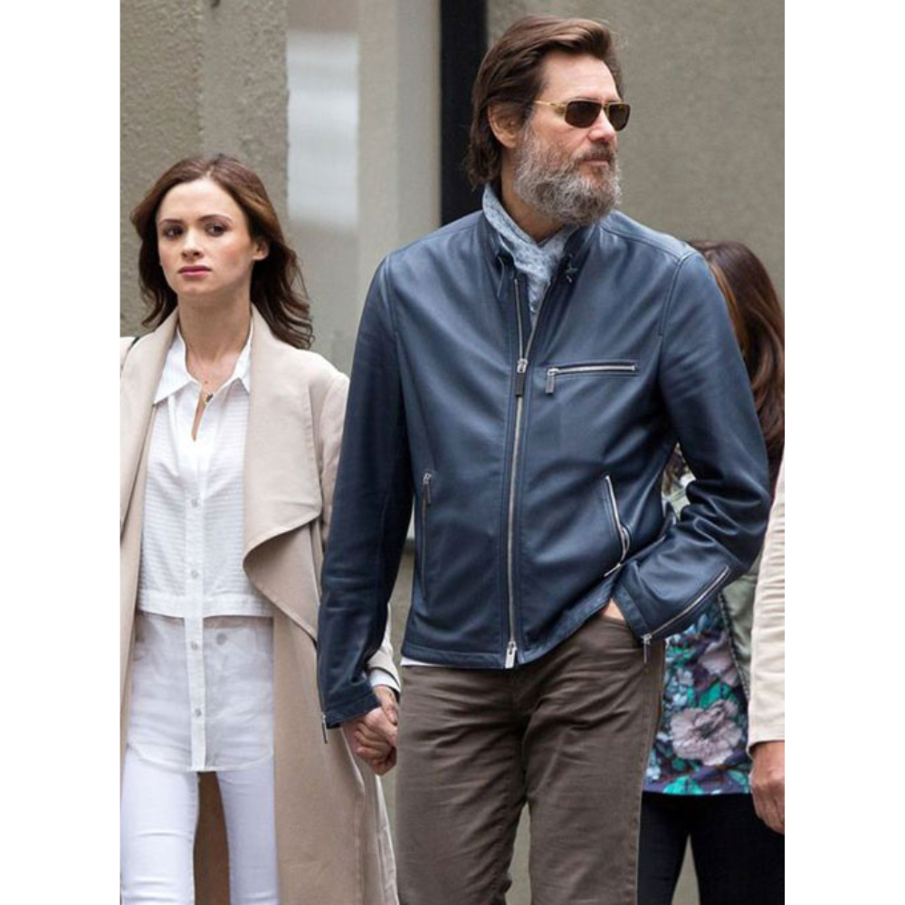 Jim Carrey Blue Leather Jacket