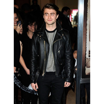 Daniel Radcliffe Black Biker Leather Jacket