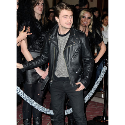 Daniel Radcliffe Black Biker Leather Jacket