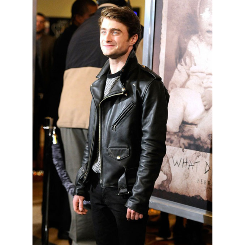 Daniel Radcliffe Black Biker Leather Jacket