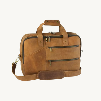 Tan Brown Artisan Leather Briefcase