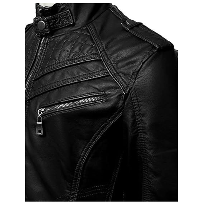 Black Lambskin Leather Biker Jacket