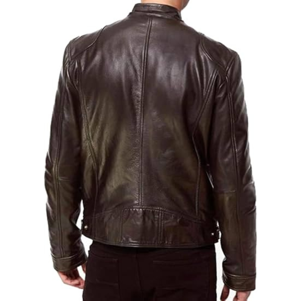 Classic Brown Lambskin Biker Jacket