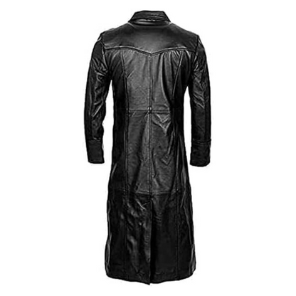 Elegant Black Lambskin Trench Coat